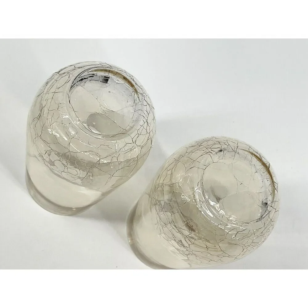 Pier 1 One Crackle Highball Tumblers Glasses Golden Luster Amber 18oz. Set Of 2